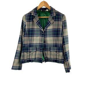 Joan Rivers XS Plaid Blazer Jacket For Women Polyester & Rayon Blend Button Clos